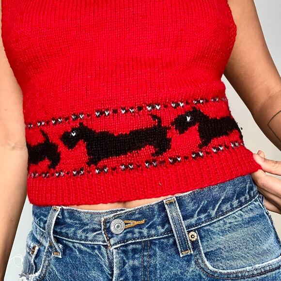 Handmade knit sweater vest red - Picture 3 of 3